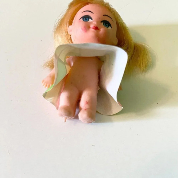Vintage Liddle Kiddle Clone Doll  Marked K H Blonde Hair 3 Inch Tall - Picture 7 of 11